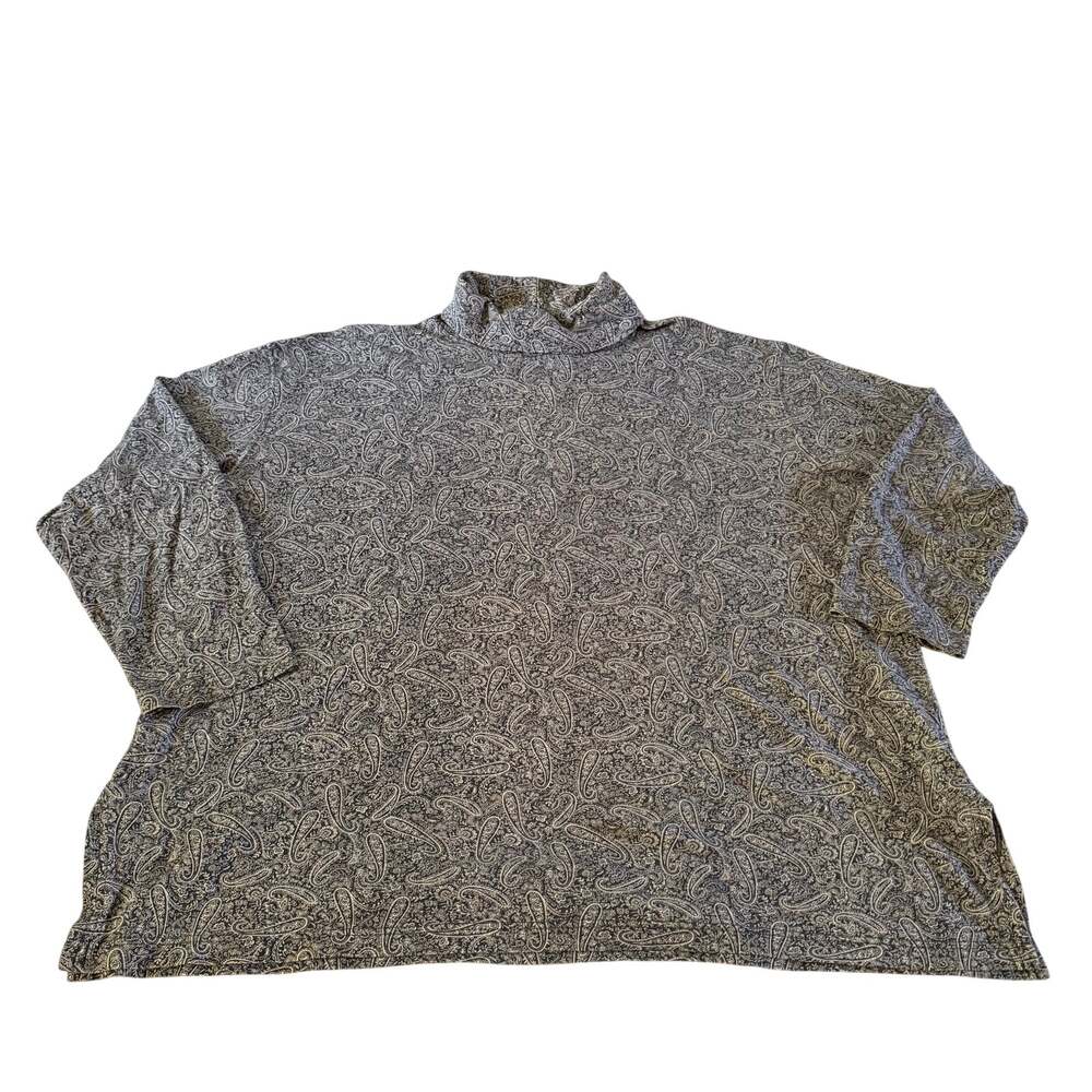 VTG Y2K 2000s Dark Gray Paisley Turtleneck Plus 2X 90s Grunge Skater Layering